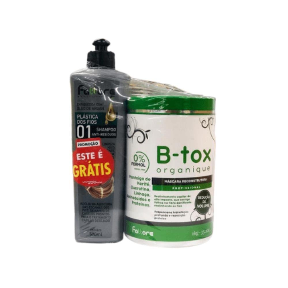Máscara Reconstrutora Botox Fattore B-Tox Organique 1Kg Grátis Shampoo Anti Residuos