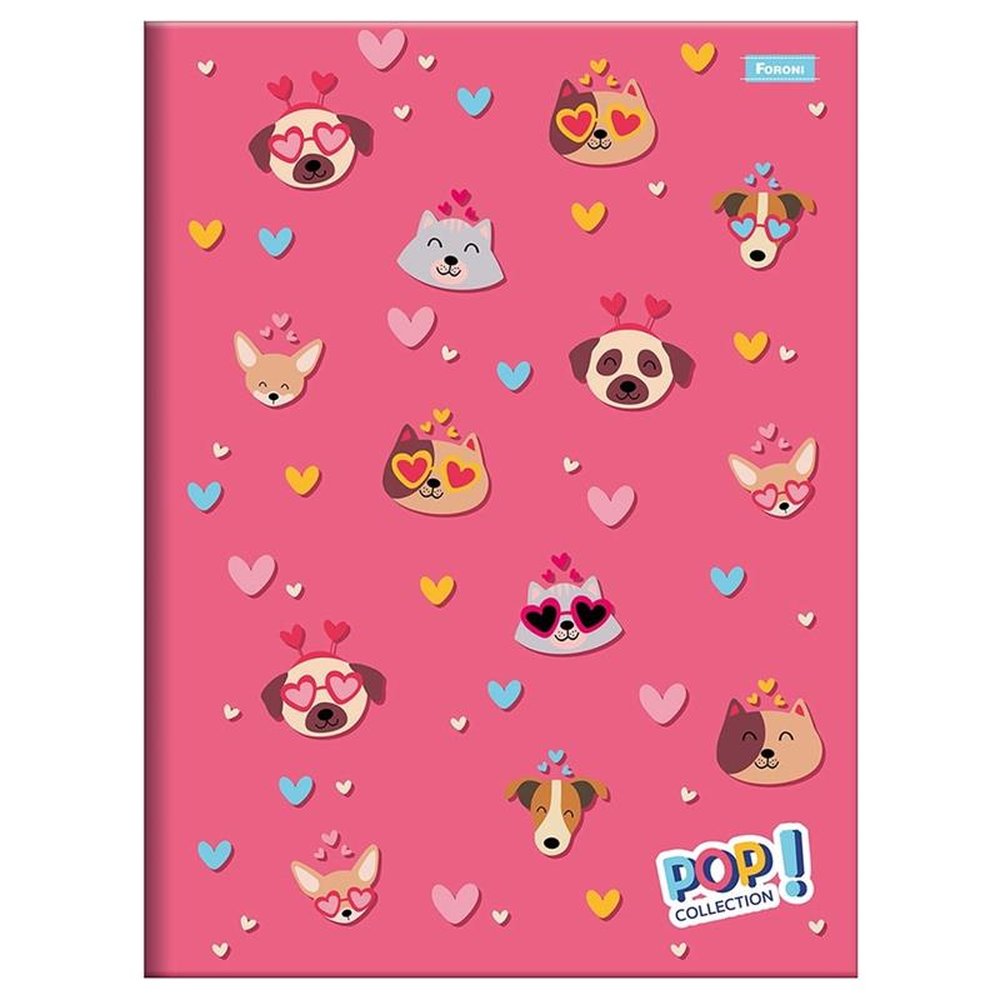 Caderno Foroni Costurado Universitário Capa Dura Pop Collec 96 Folhas - Embalagem com 5 Unidades