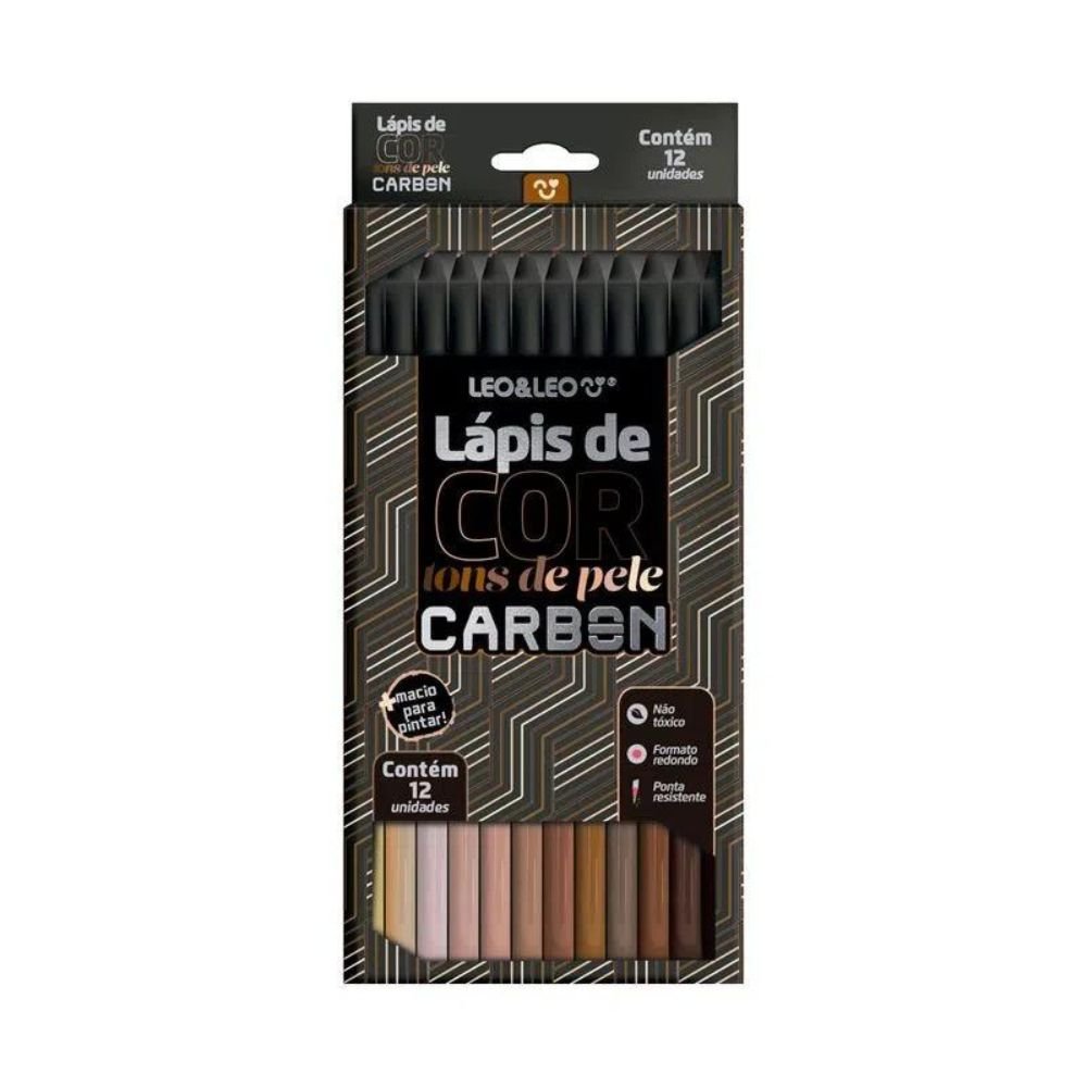 Lápis de Cor Carbon 12 Cores Tons de Pele Redondo Leo&leo Leonora - 4676