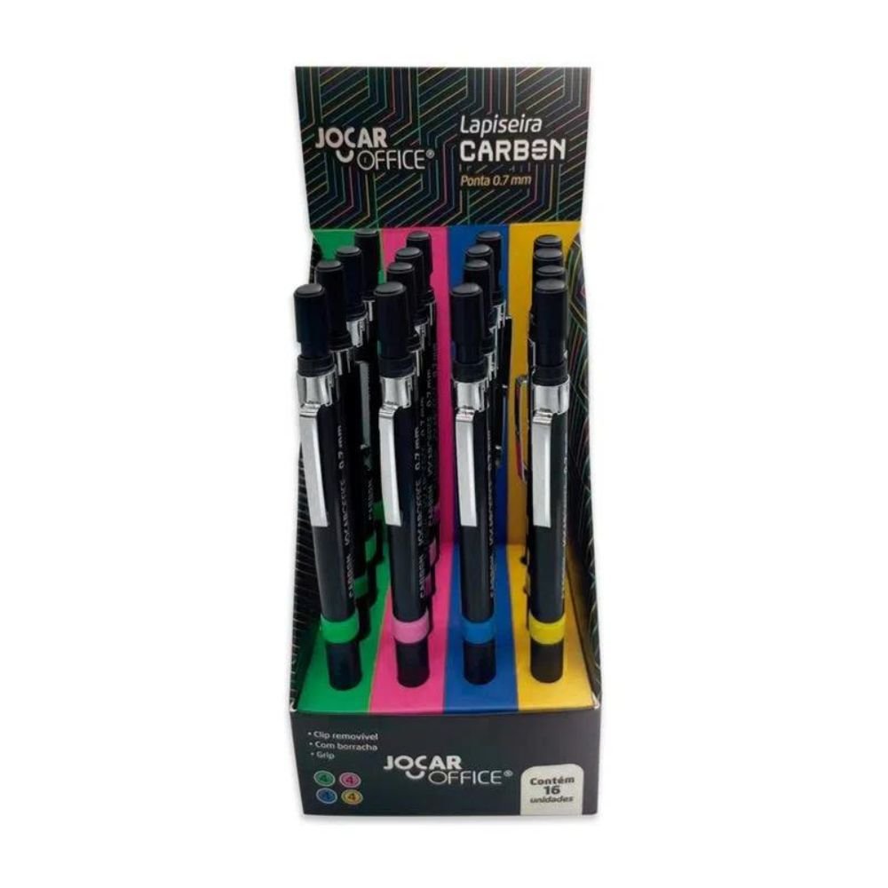Lapiseira Carbon 0.7mm Sortidos - Display Com 16 Unidades Jocar Office Leonora