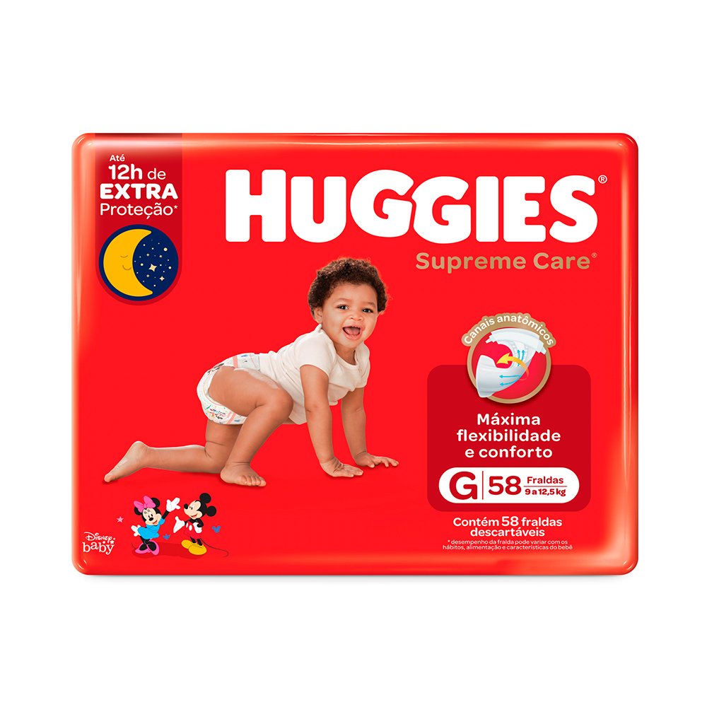 Fralda Huggies Supreme Care Hiper Nova G 58 Unidades
