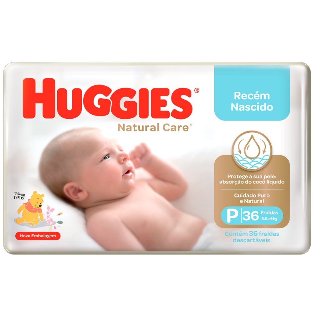 Fralda Huggies Natural Care Mega P 36 Unidades