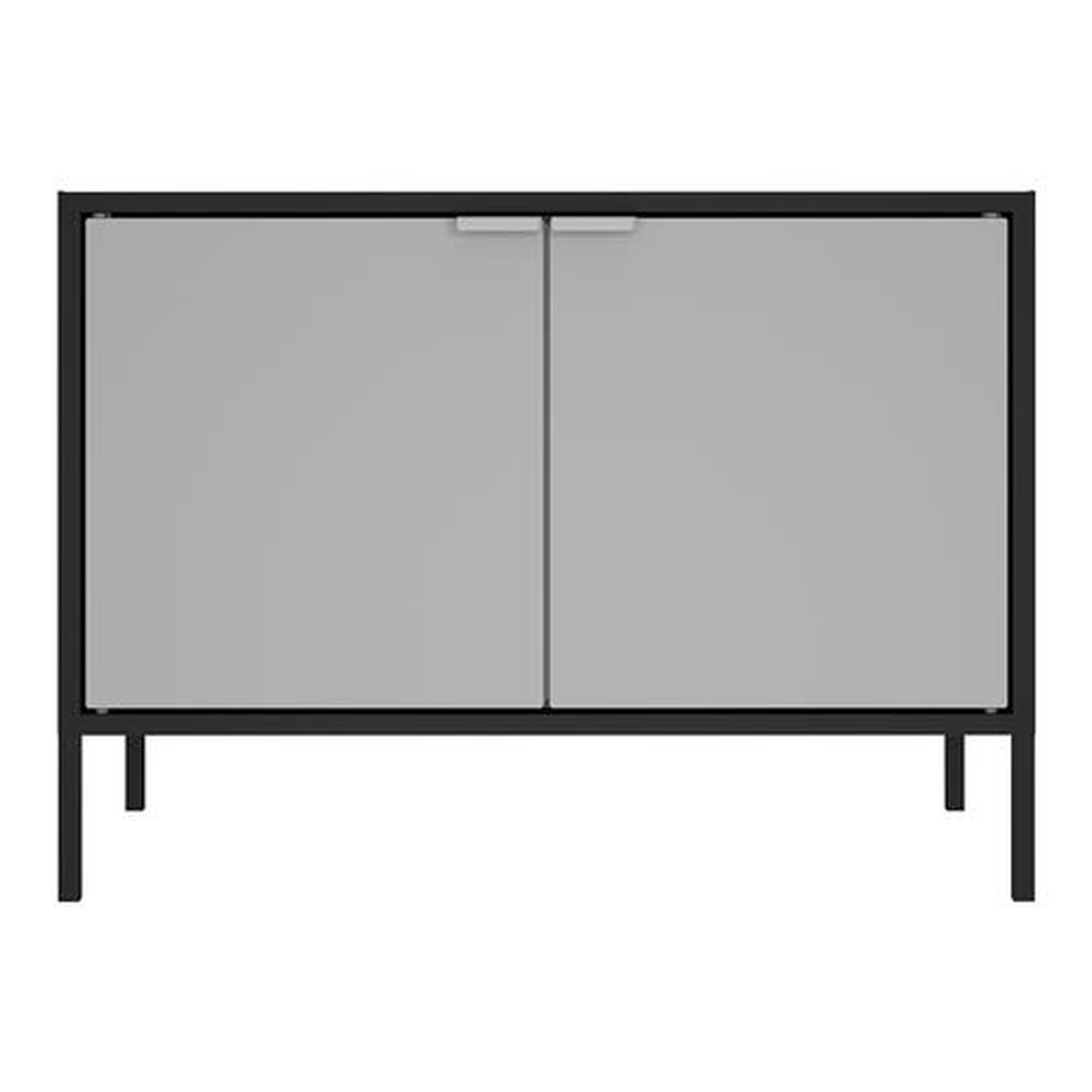 Balcão Itatiaia Porta Baixa 3500001307 | em Aço, 2 Portas, Preto/Cinza