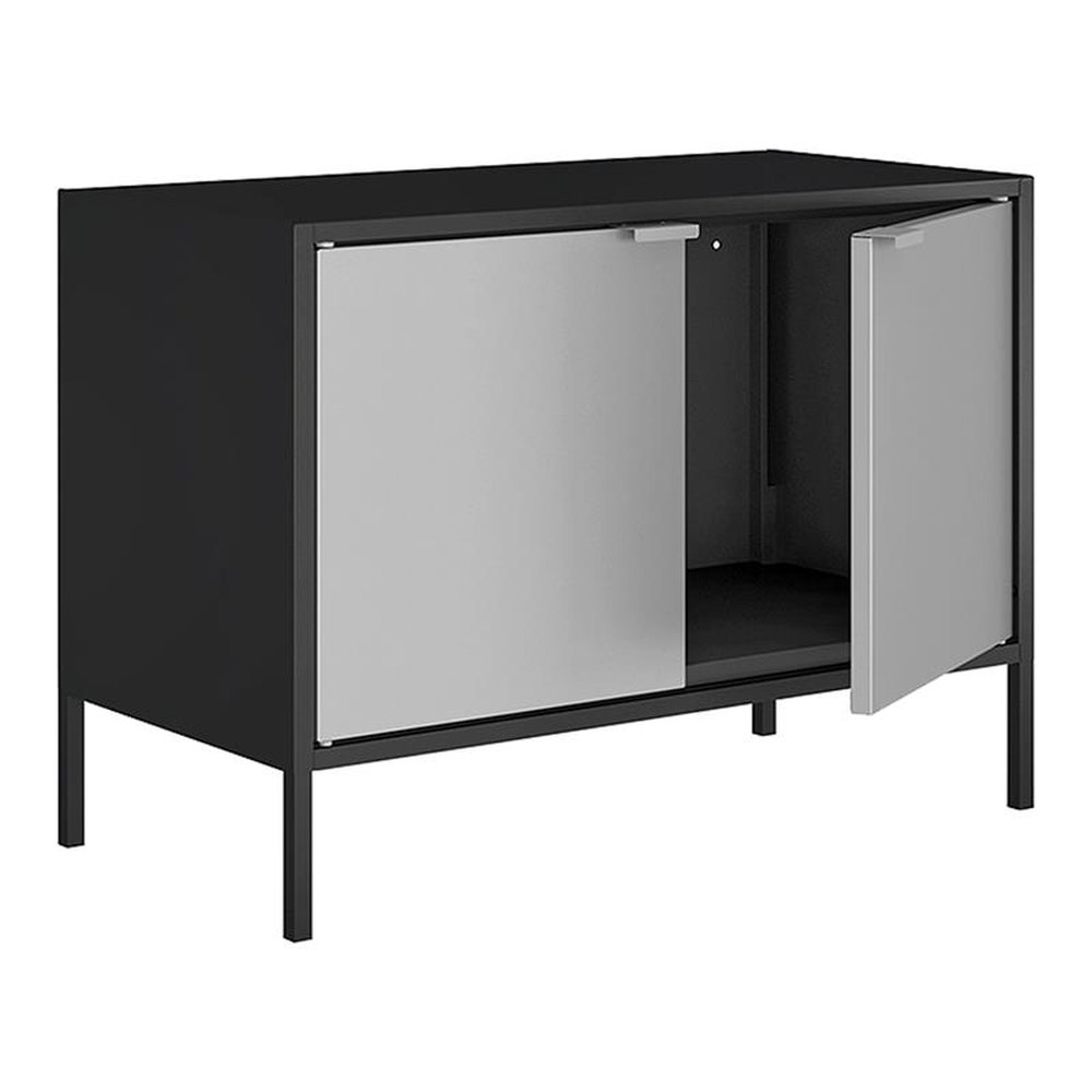 Balcão Itatiaia Porta Baixa 3500001307 | em Aço, 2 Portas, Preto/Cinza