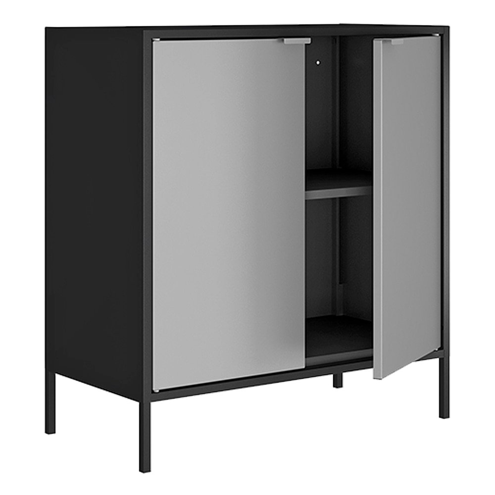 Balcão Itatiaia Porta Alta Smart - em Aço, 2 Portas, Preto/Cinza