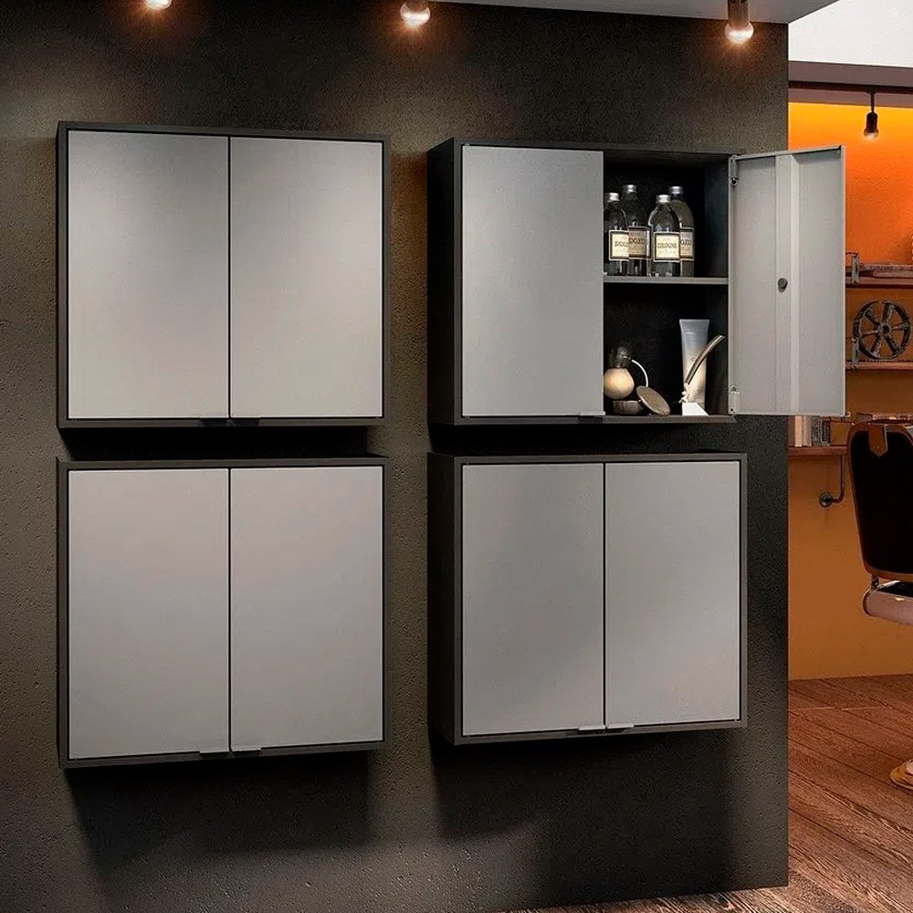 Armário Aéreo de Cozinha Itatiaia 3500001009 | em Aço, Porta Smart, Preto/Cinza