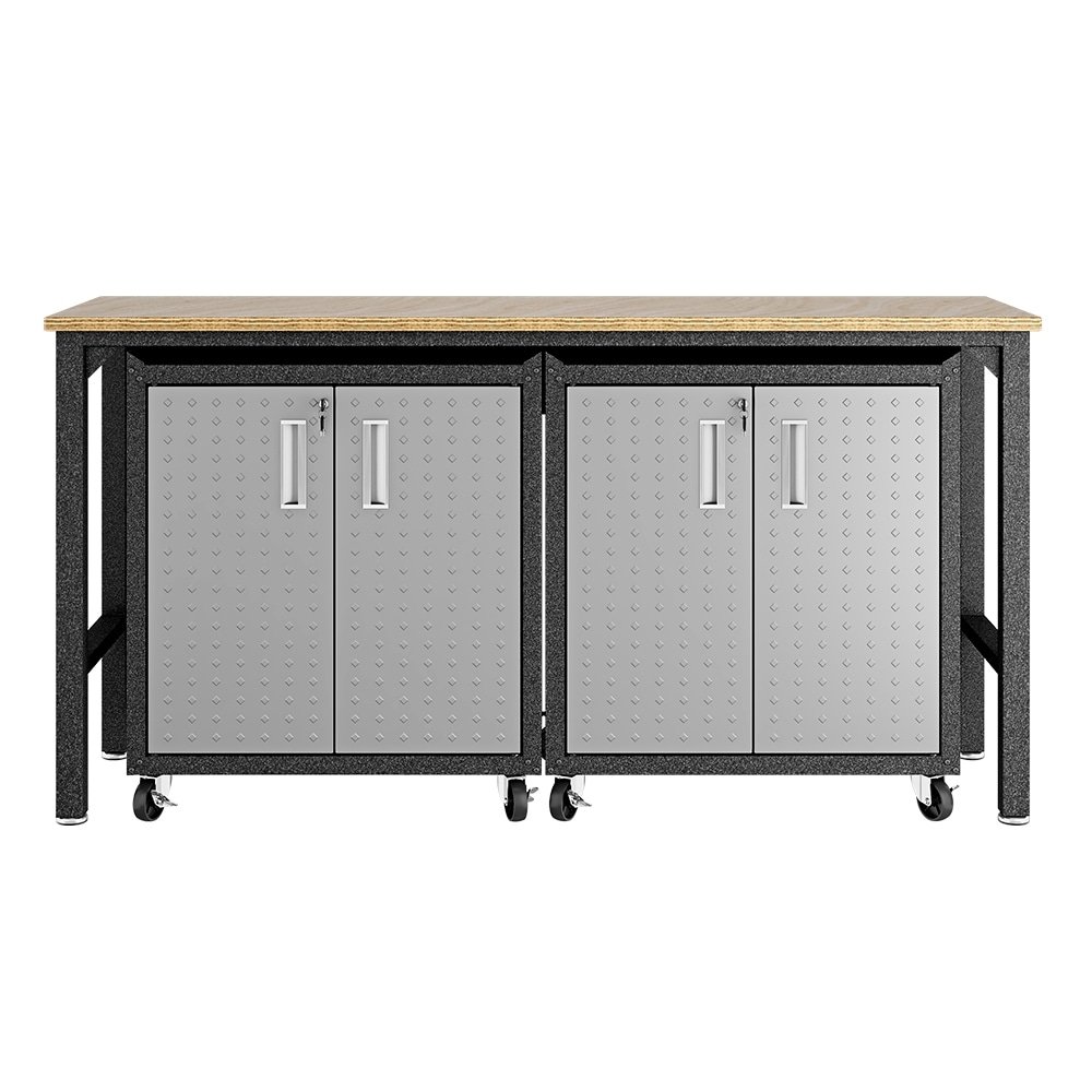 Balcão de Garagem Itatiaia Titanium | em Aço, 2 Portas, Preto/Cinza