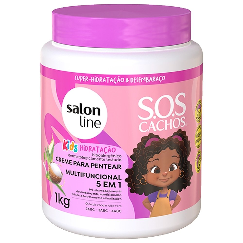 Creme para Pentear Salon Line SOS Cachos - 5 em 1 Kids Hidratação 1Kg