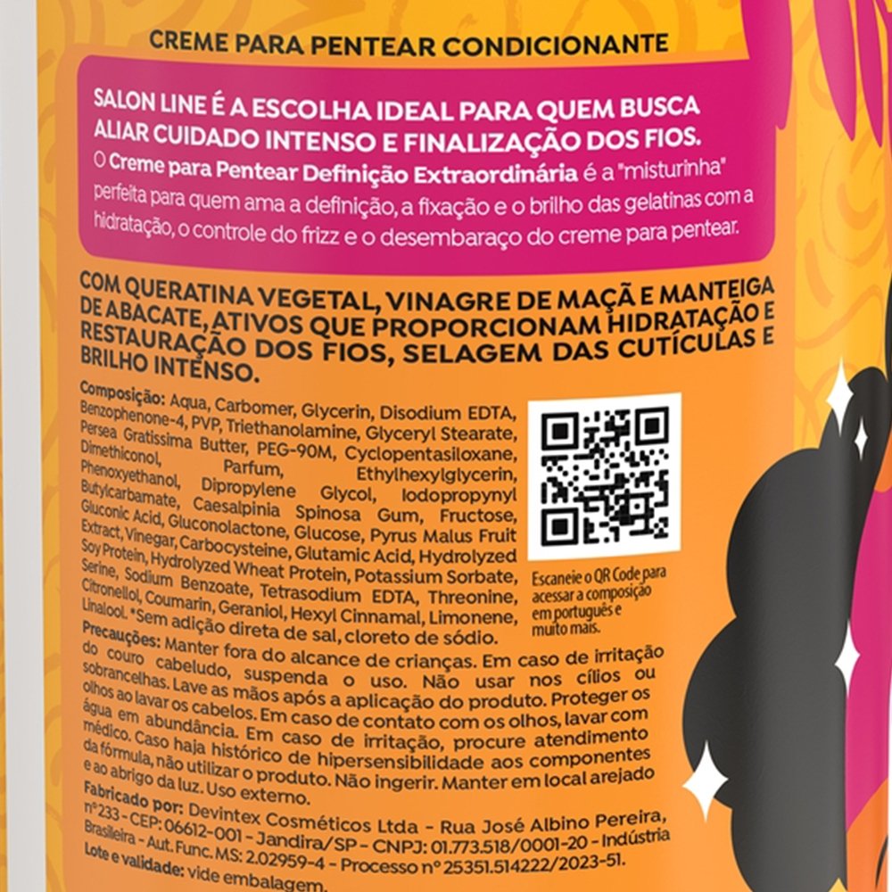 Creme para Pentear Salon Line Gelatina+ Definição Extraordinária 1Kg
