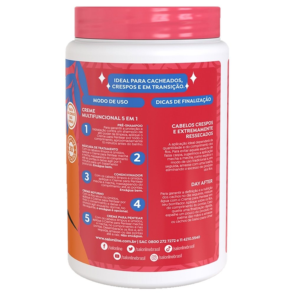 Creme para Pentear Salon Line - 5 em 1 Tratamento Prolongado 1Kg