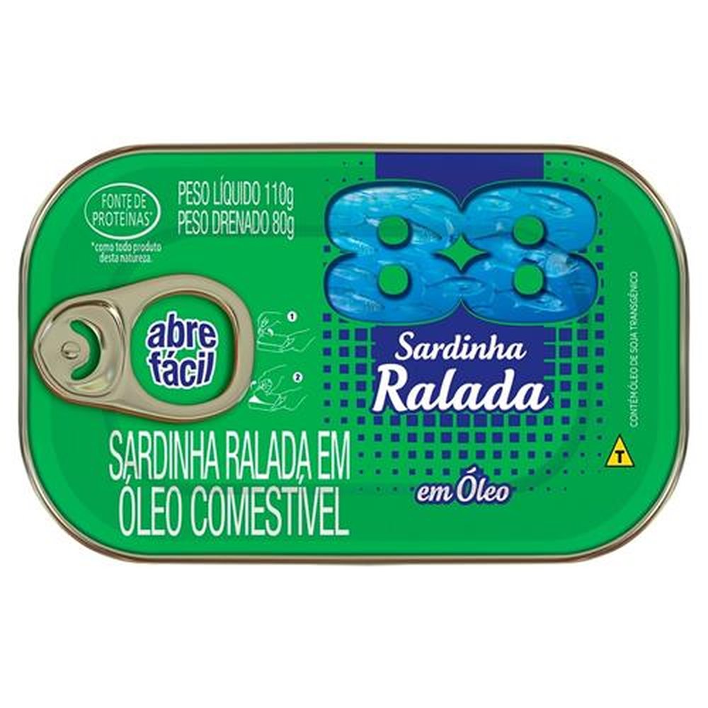 Sardinha 88 Ralada em Óleo Comestível 110g - Embalagem com 50 Unidades