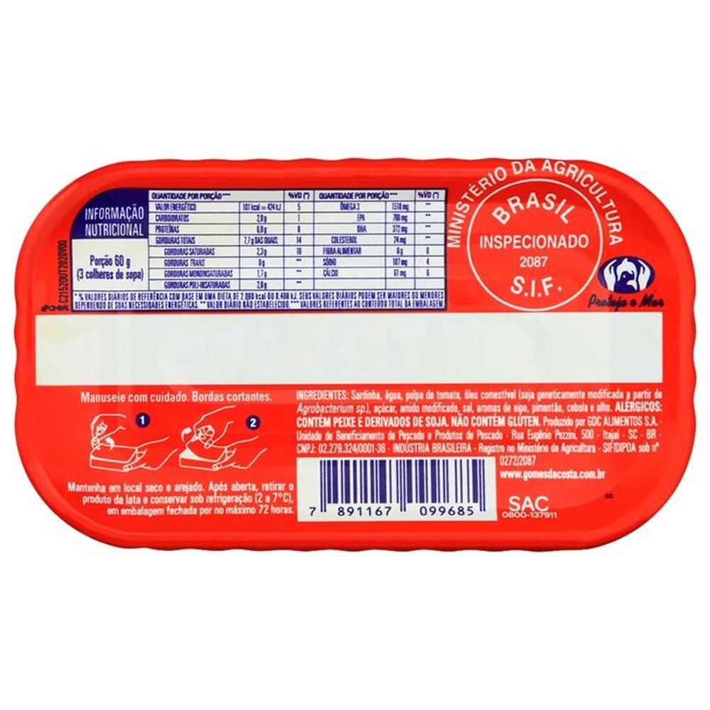 Sardinha 88 Ralada em Molho de Tomate 110g - Embalagem com 50 Unidades