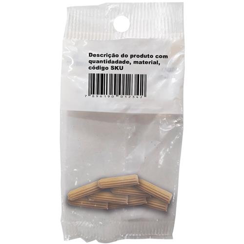 Cavilha Madeira 6mm 6x30 - Cartela Com 8 Unidades