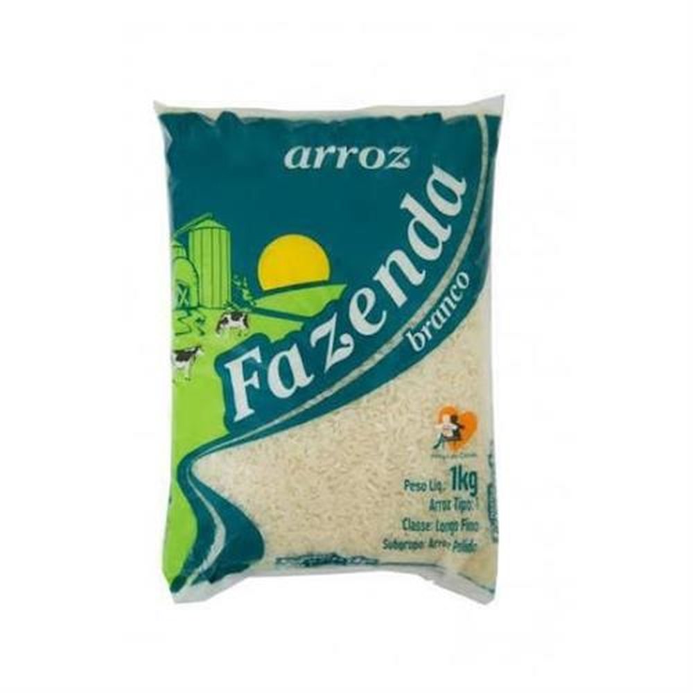 Arroz Fazenda Branco 1kg - Fardo com 30 unidades