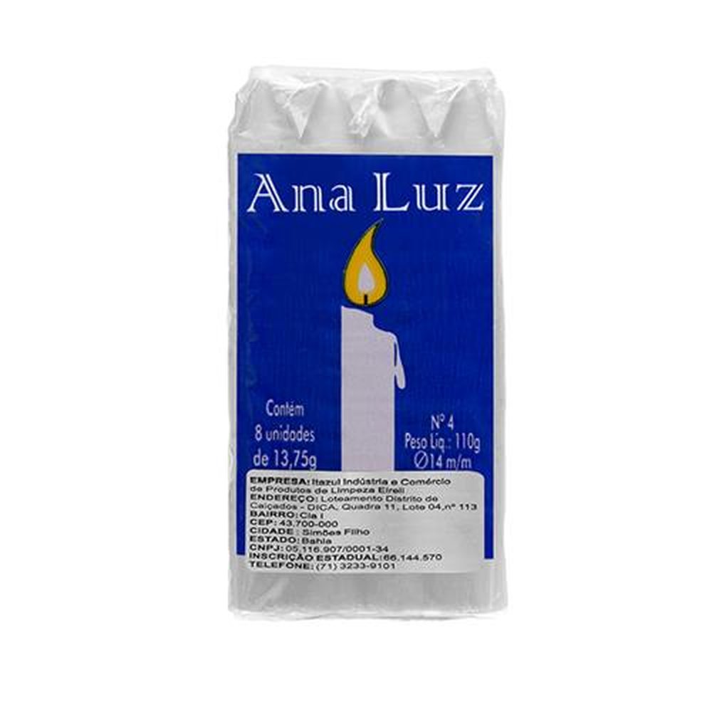 Vela Numero 4 Branca Ana Luz 13,75g Fardos Com 25 Unidades
