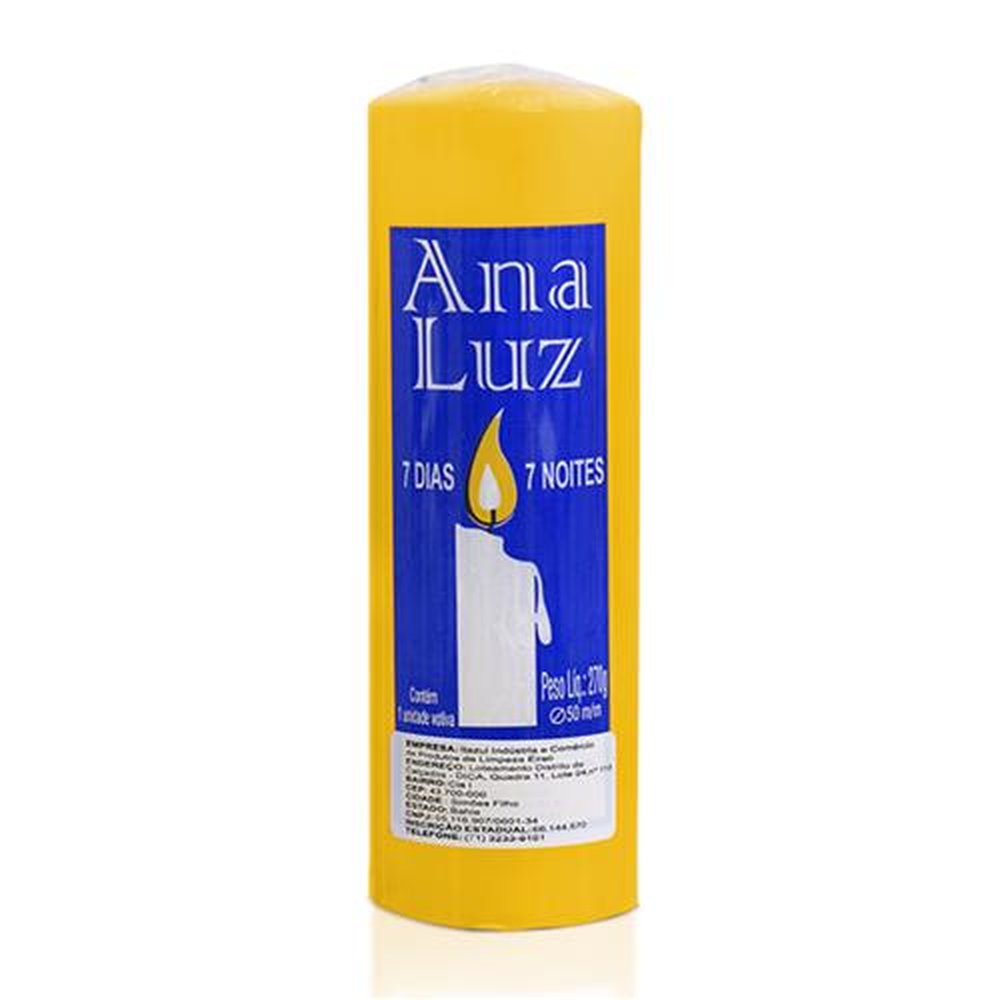 Vela 7 Dias Amarela Ana Luz 270g Fardos Com 12 Unidades