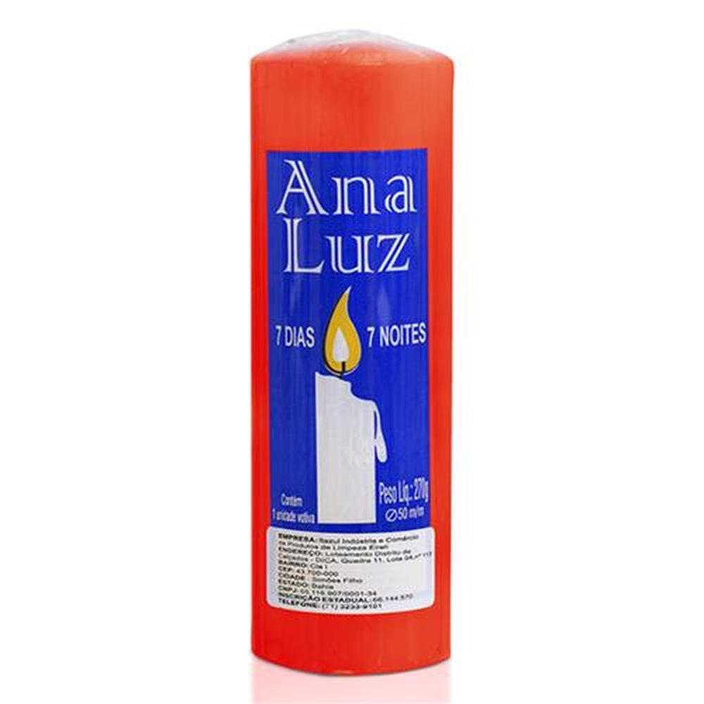 Vela 7 Dias Vermelha Ana Luz 270g Fardos Com 12 Unidades