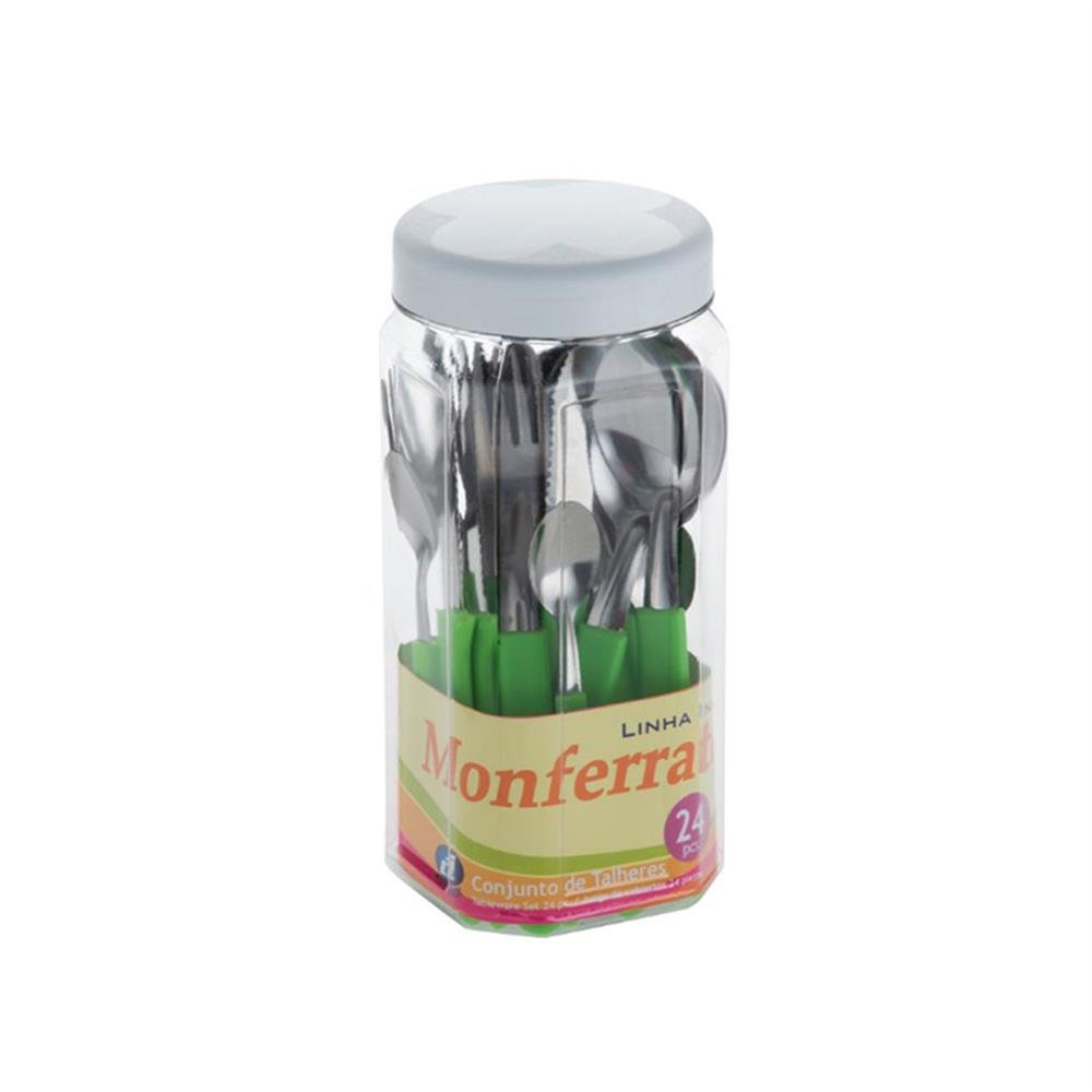Faqueiro Inox 24 Peças Cabo Plastico Verde