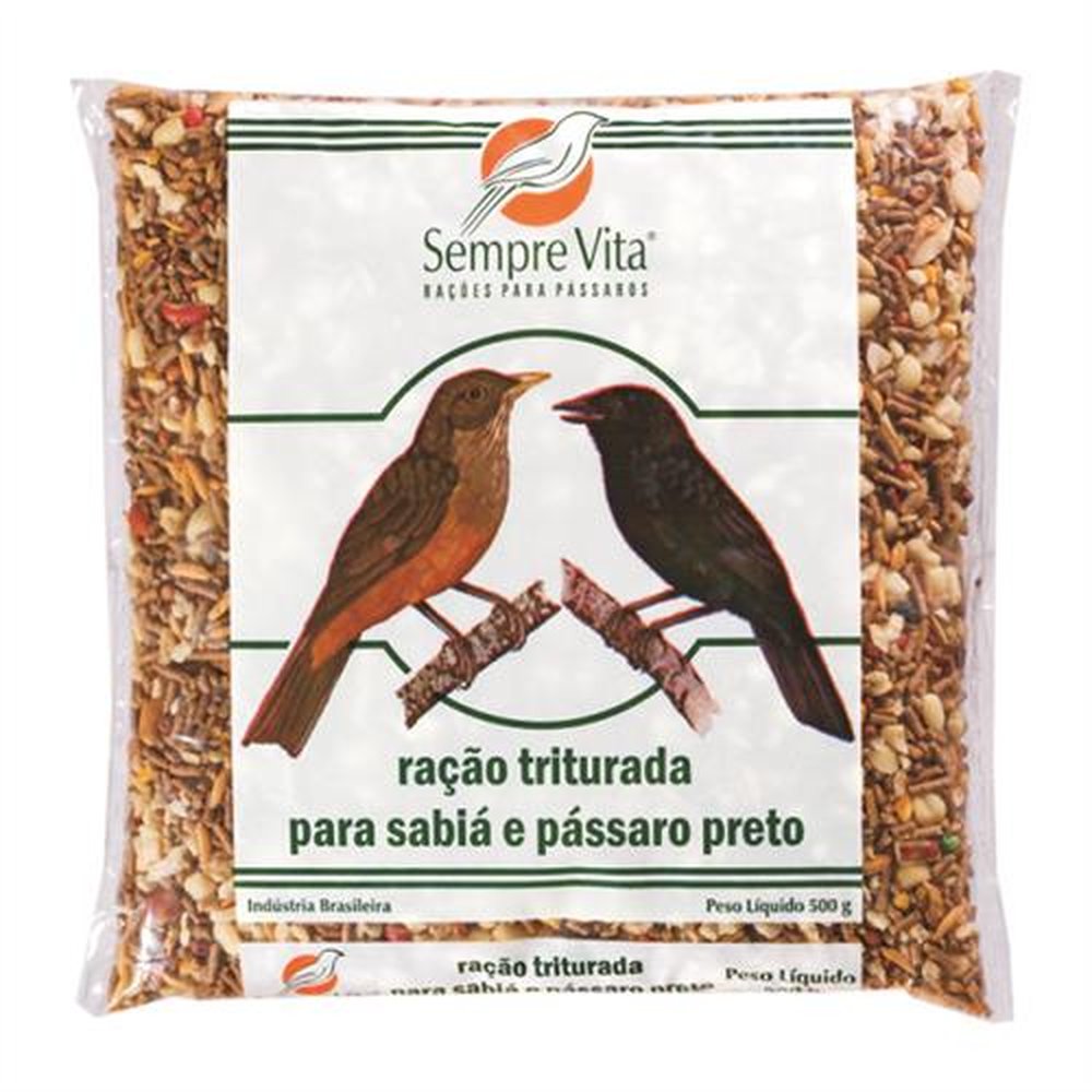 Ração Triturada Sabia/Passaro Preto 10X500g Sempre Vita