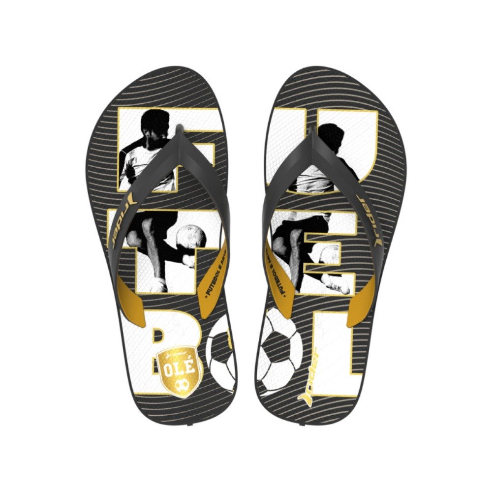 Chinelo Rider Feel Ole 12380 (37-44) Preto Branco Dourado Az209