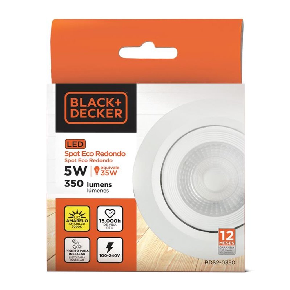 Spot LED Black+Decker ECO 5W Redondo 3000K