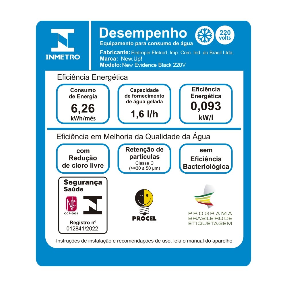 Purificador de Água NewUp PNEP2 New Evidence - Compressor, Preto, 220V