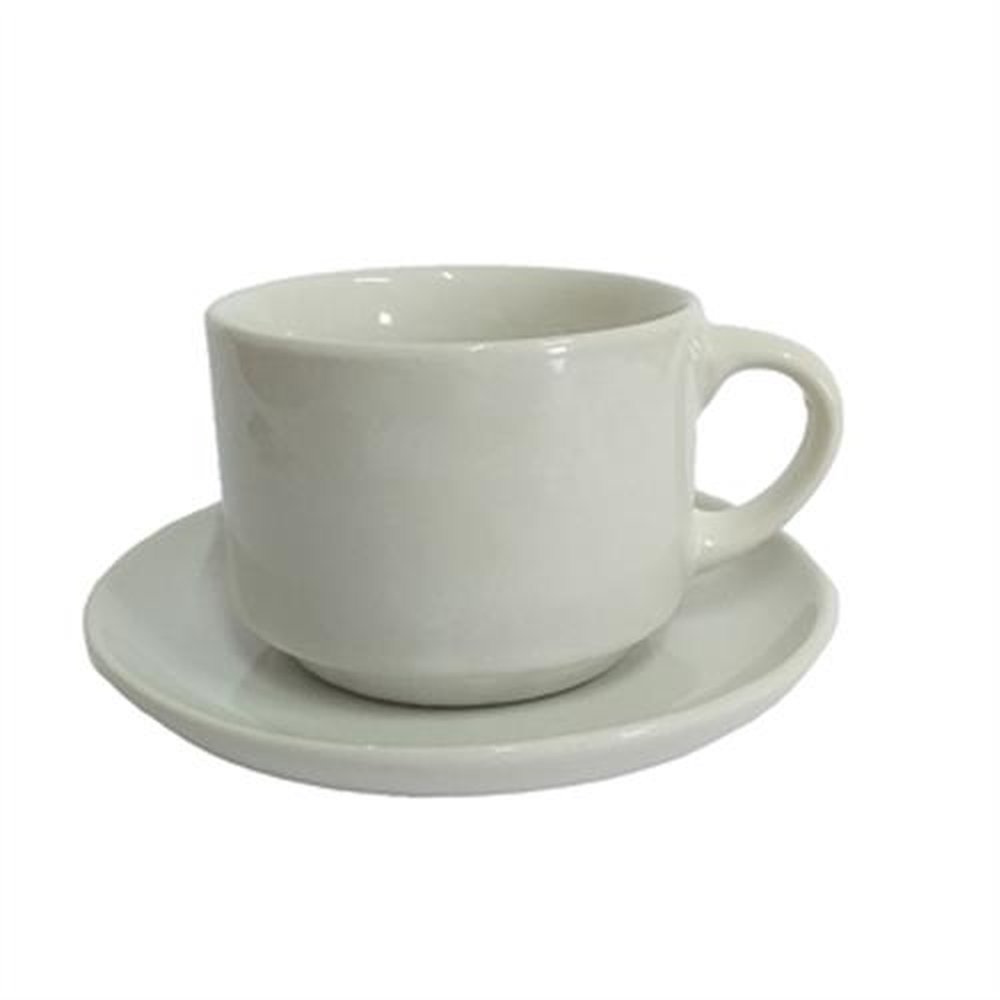 Xicara Cafe C/Pires 75Ml Porcelana Branca C24
