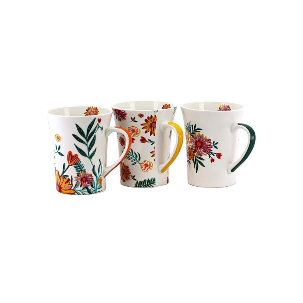 Caneca Porcelana 340Ml Flor Yazi C6