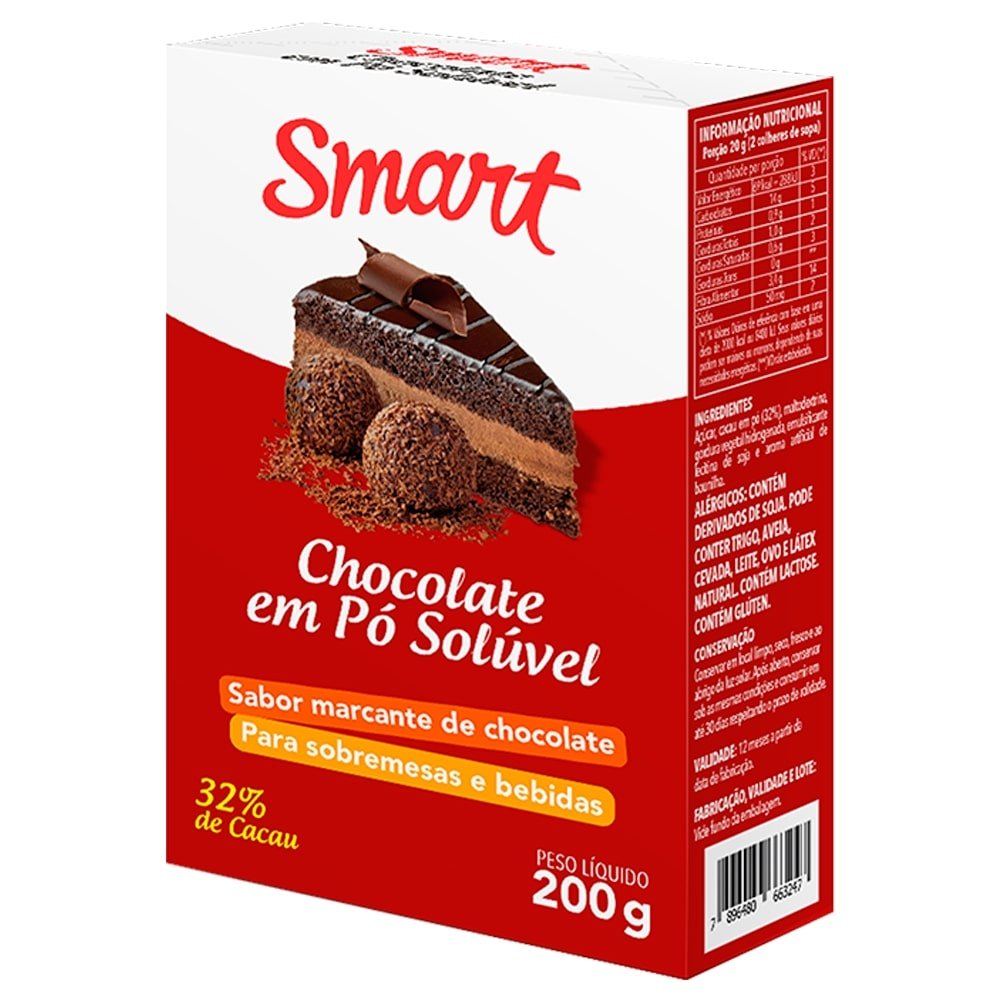 Chocolate em Pó Solúvel 32% Cacau Smart 200g