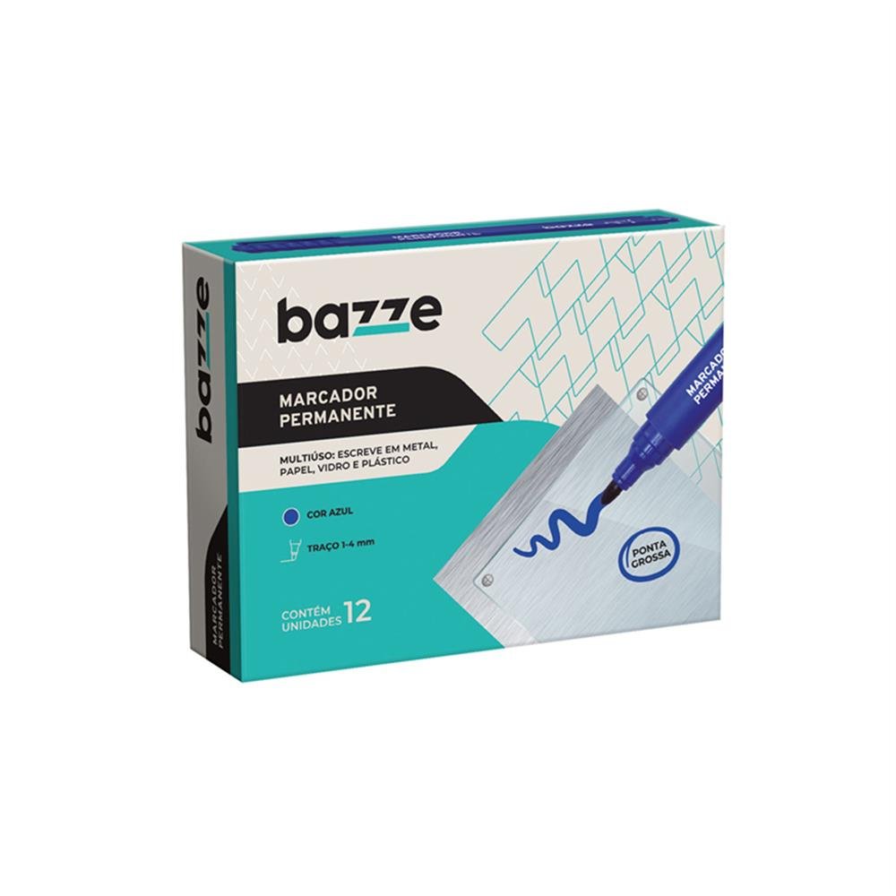 Marcador Pincel Permanente Azul Bazze