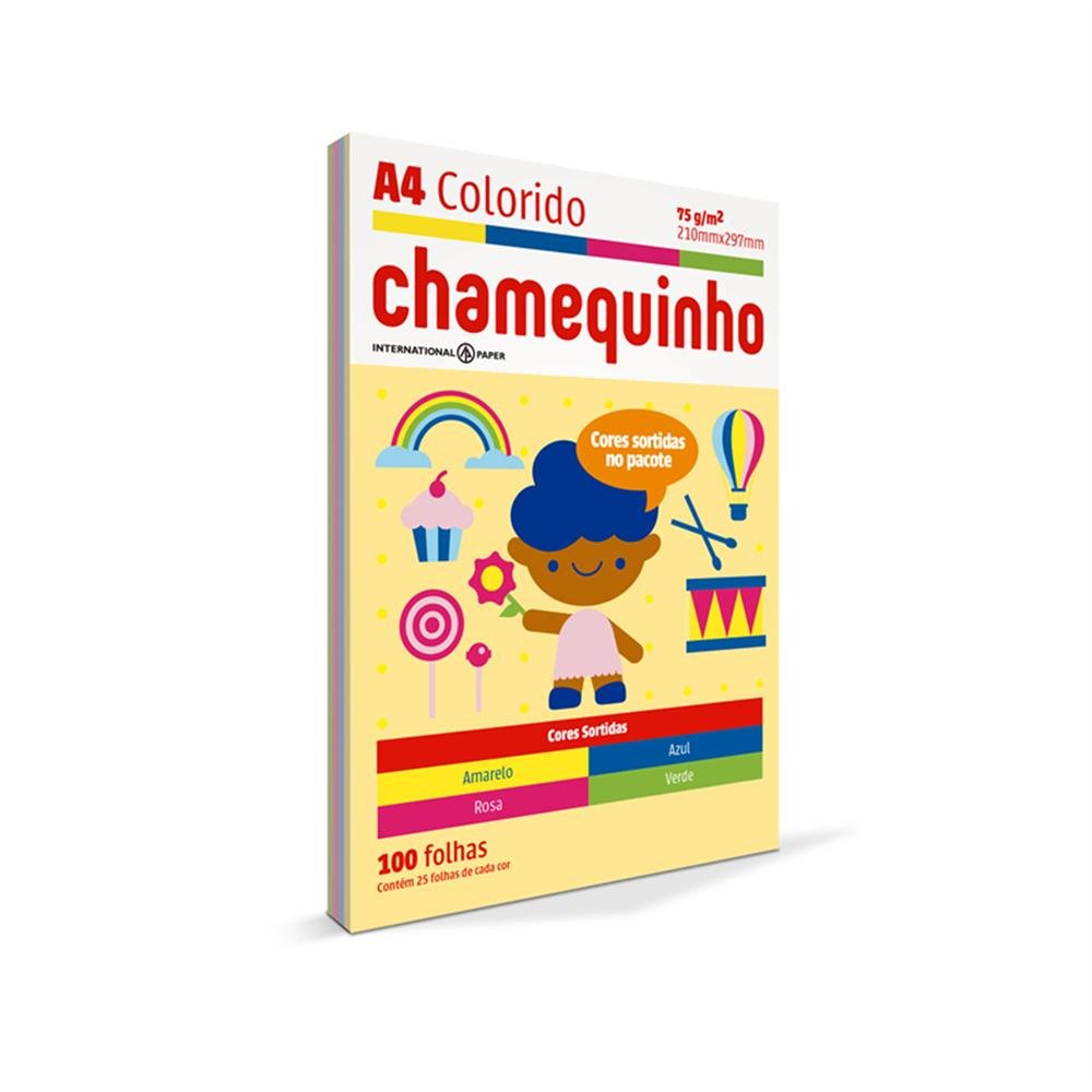 Papel Chamequinho A4 25X100 Multicor