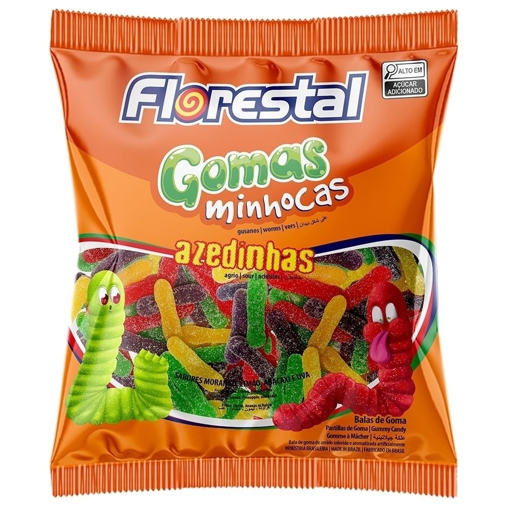 Bala Florestal Goma Minhocas Azedinhas 500g