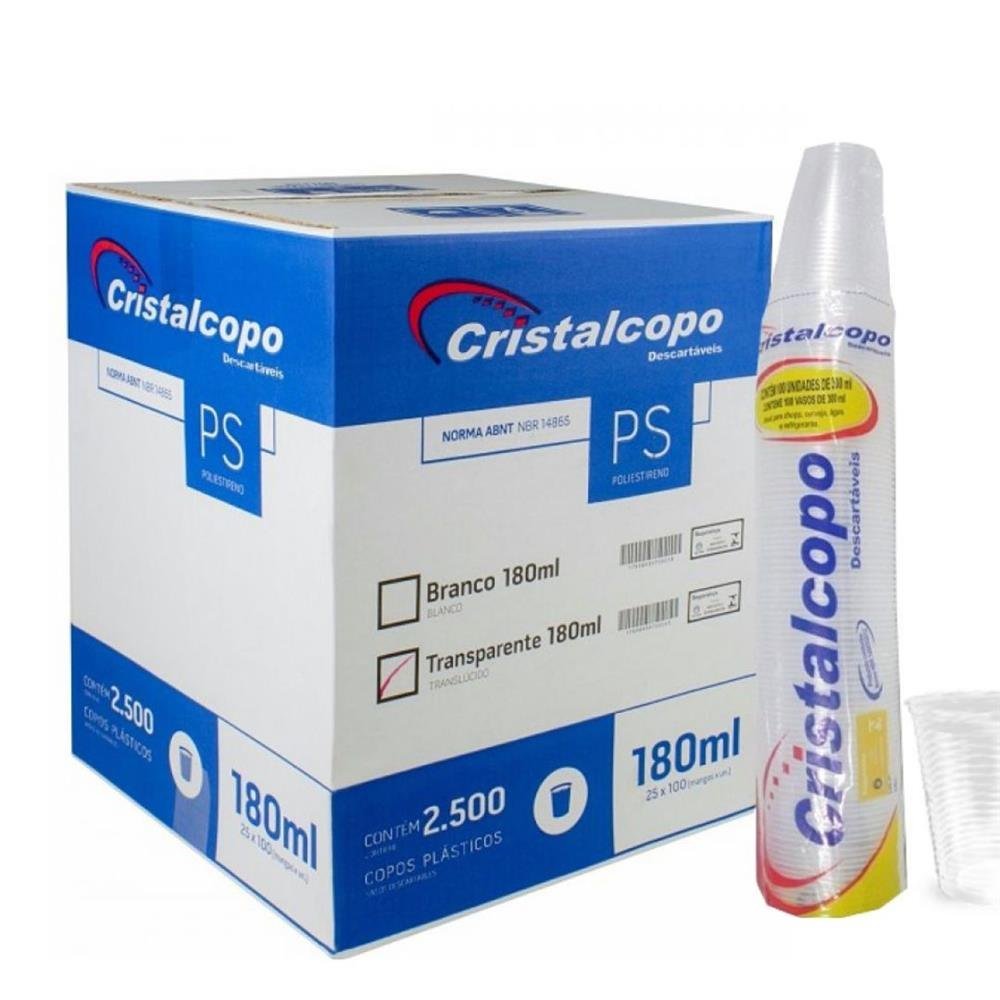 Copo Descartavel Cristalcopo 180Ml Transparente 25X100