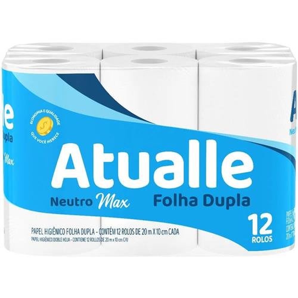 Papel Higienico Atualle Folha Dupla 20MTS 8X12 Neutro