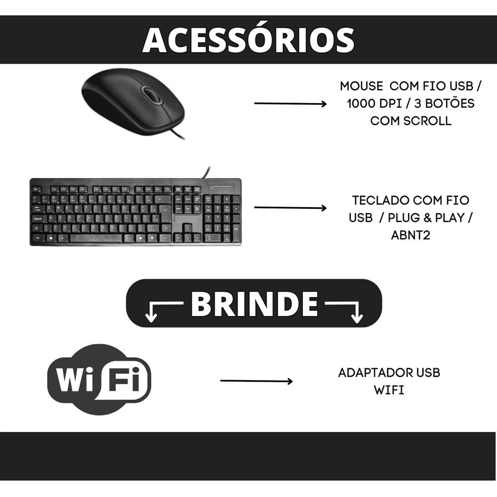 Computador Completo Intel Core i5 2ªG Memória 8GB SSD 240GB com Monitor 19" Mouse Teclado