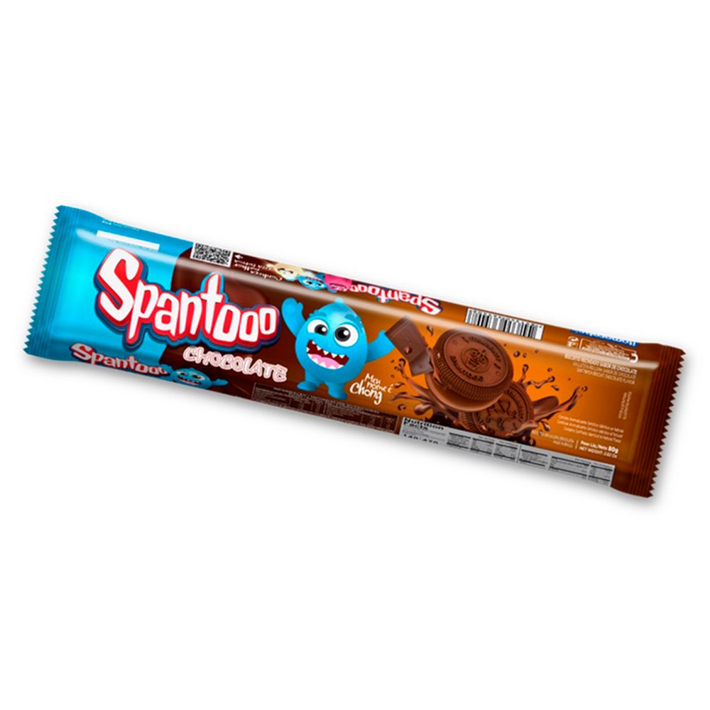 Biscoito Recheado Spantooo Chocolate Caixa Com 30 De 80G