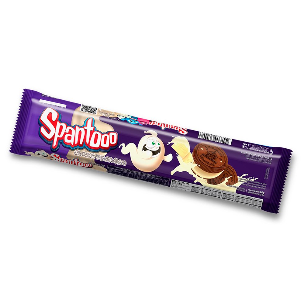 Biscoito Recheado Spantooo Chocolate Branco Caixa Com 30 De 80G