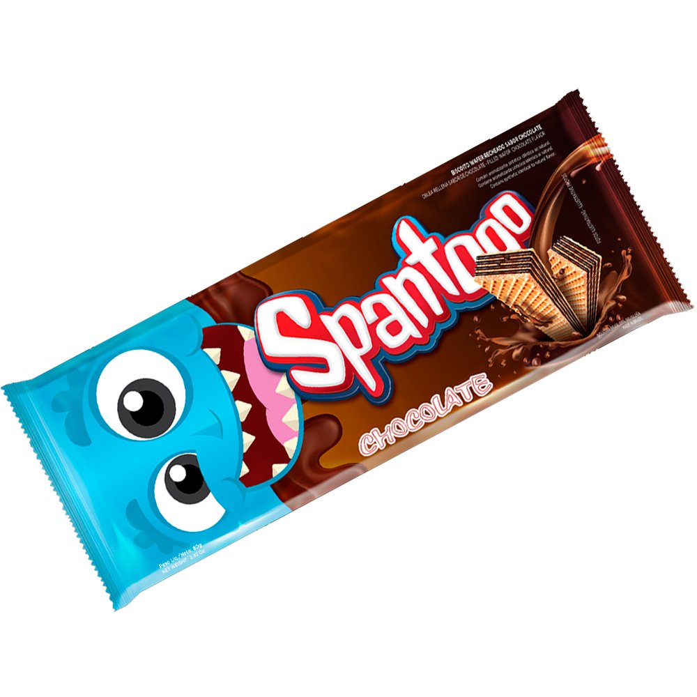Wafer Spantoo Chocolate Caixa Com 50 De 80G