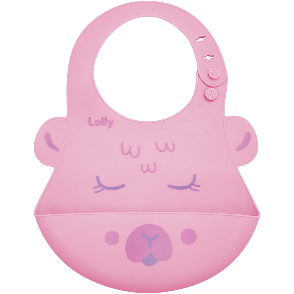 Babador Infantil Lolly De Silicone Pega Migalhas Rosa