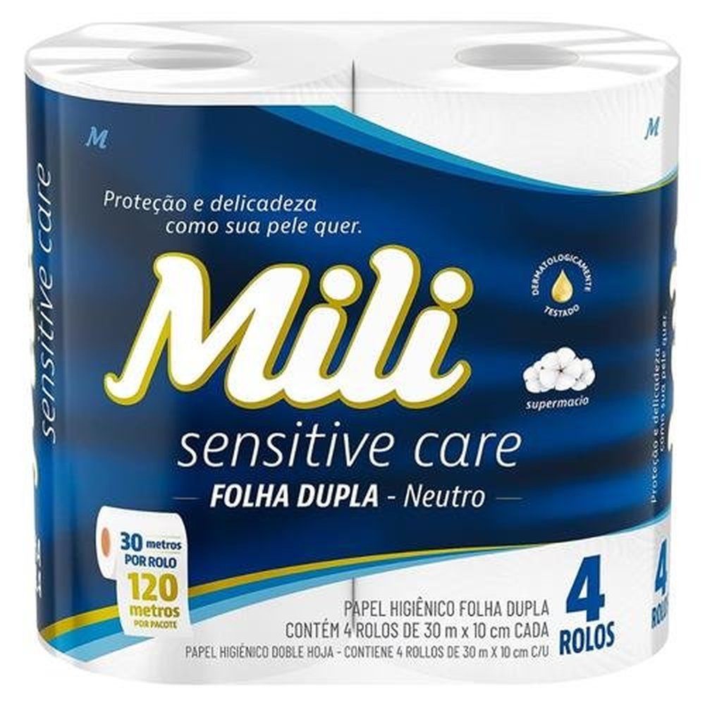 Papel Higienico Mili Folha Dupla 30Metros 24X4 Neutro