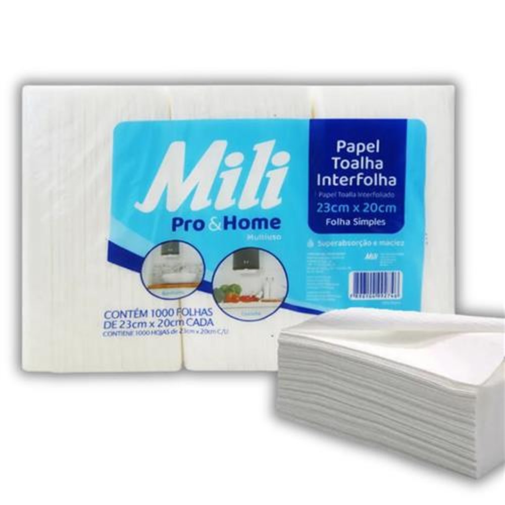 Papel Toalha Mili Interfolhas 23X20Cm 5X1000Folhas