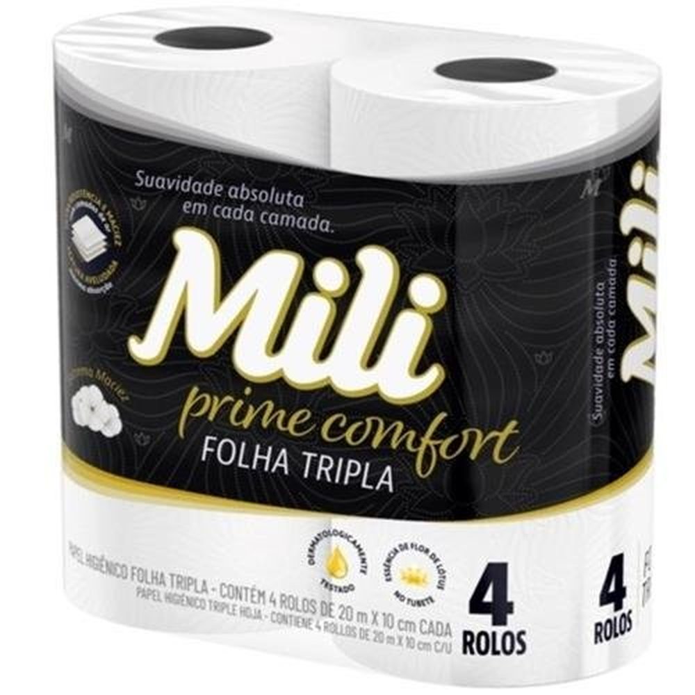 Papel Higienico Mili Folha Tripla Prime Comfort 20Metros 24X4