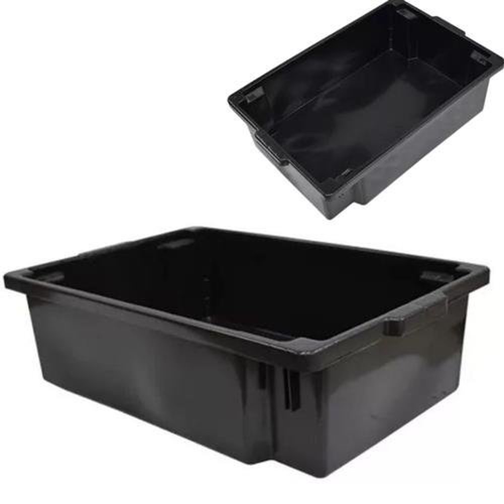 Caixa Plastica 40L Para Pescado Alta Preta Rf 205