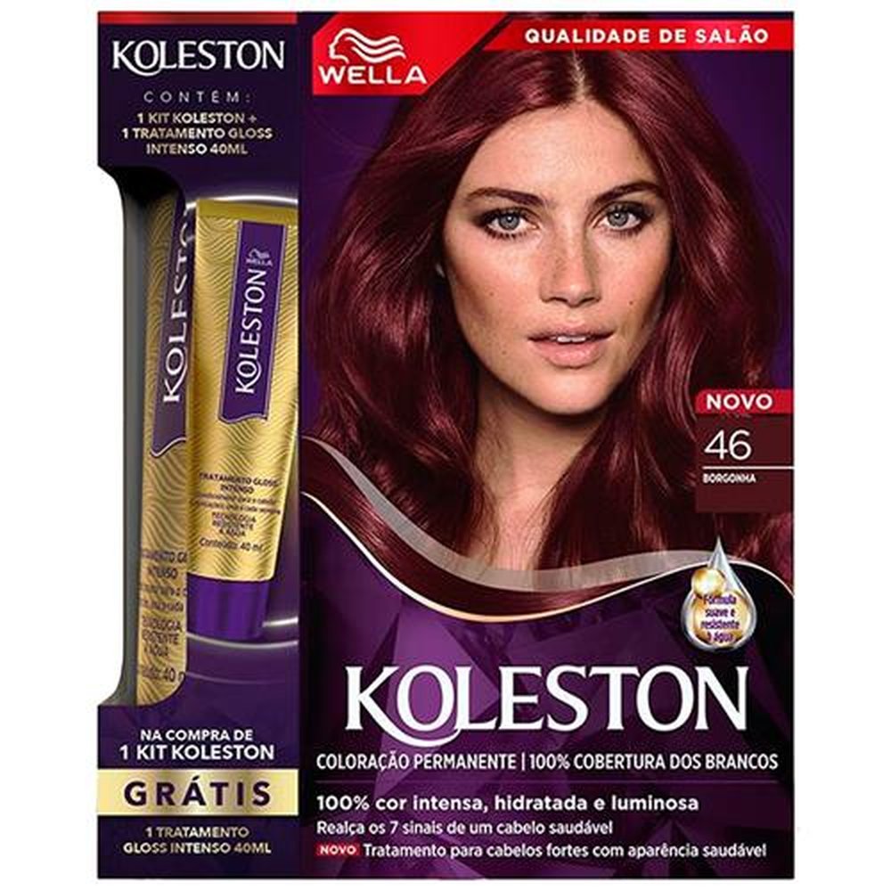 Kit Koleston Borgonha 46 Gratis Gloss Intenso 40ml