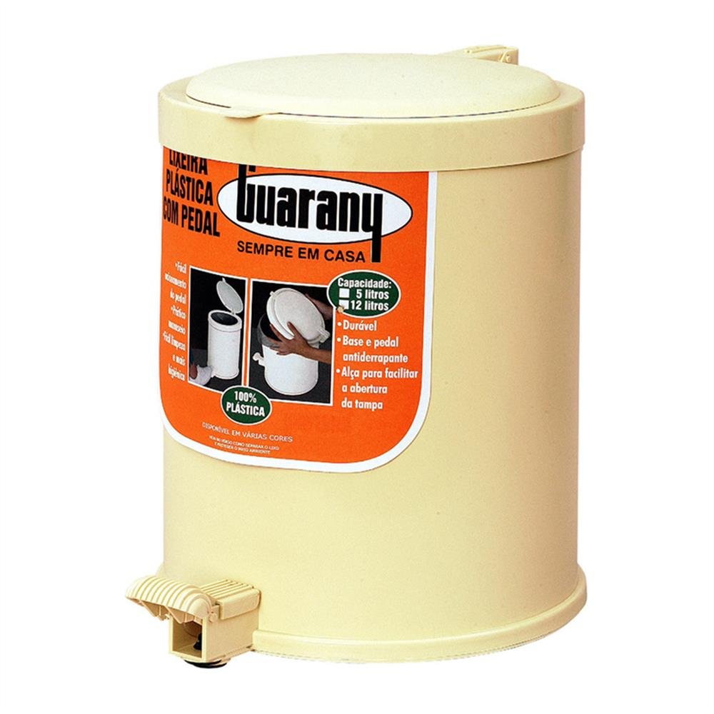 Lixeira 12,0L Plastica C/Pedal Marfim Guarani