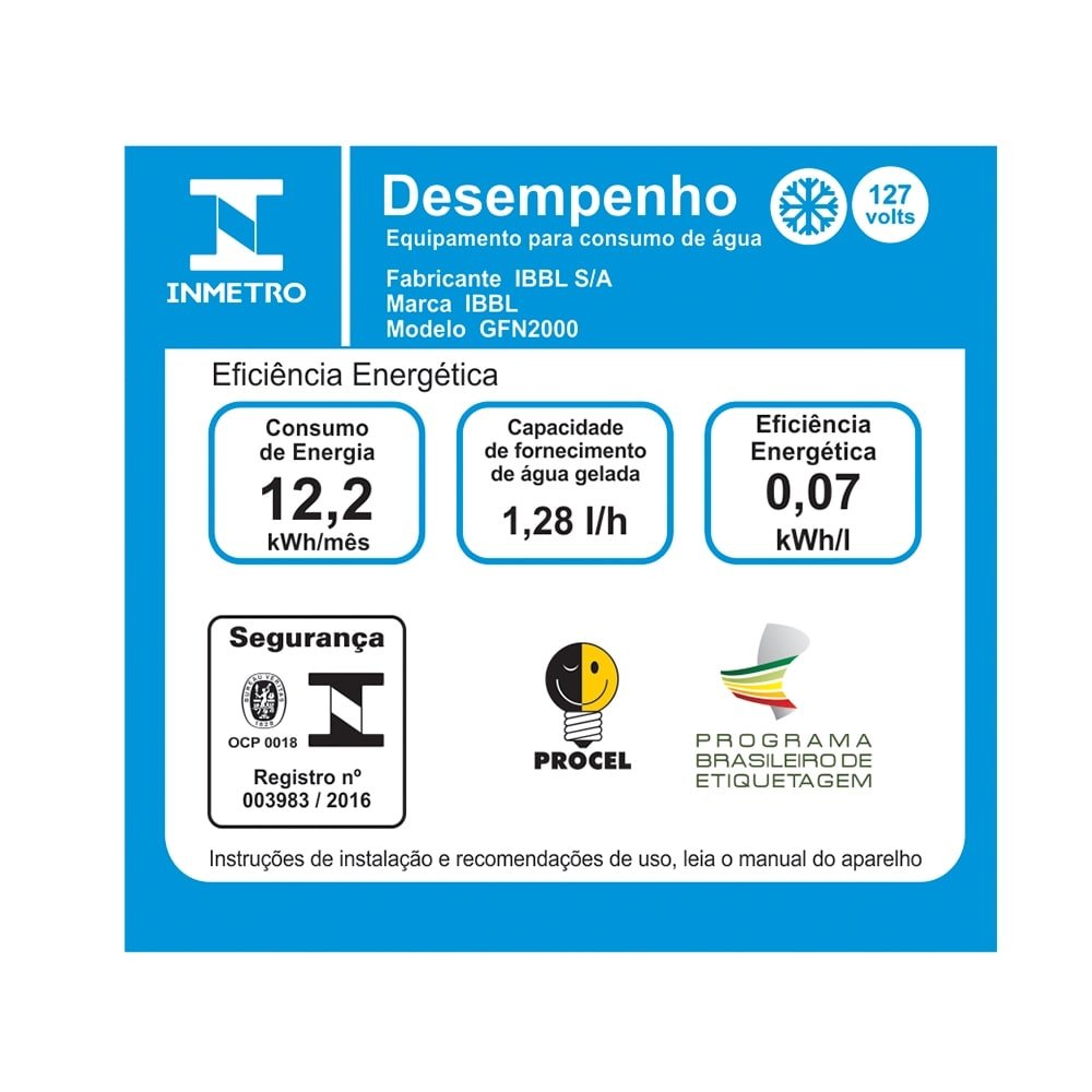 Bebedouro de Água de Coluna IBBL GFN 2000 Com Compressor 110V
