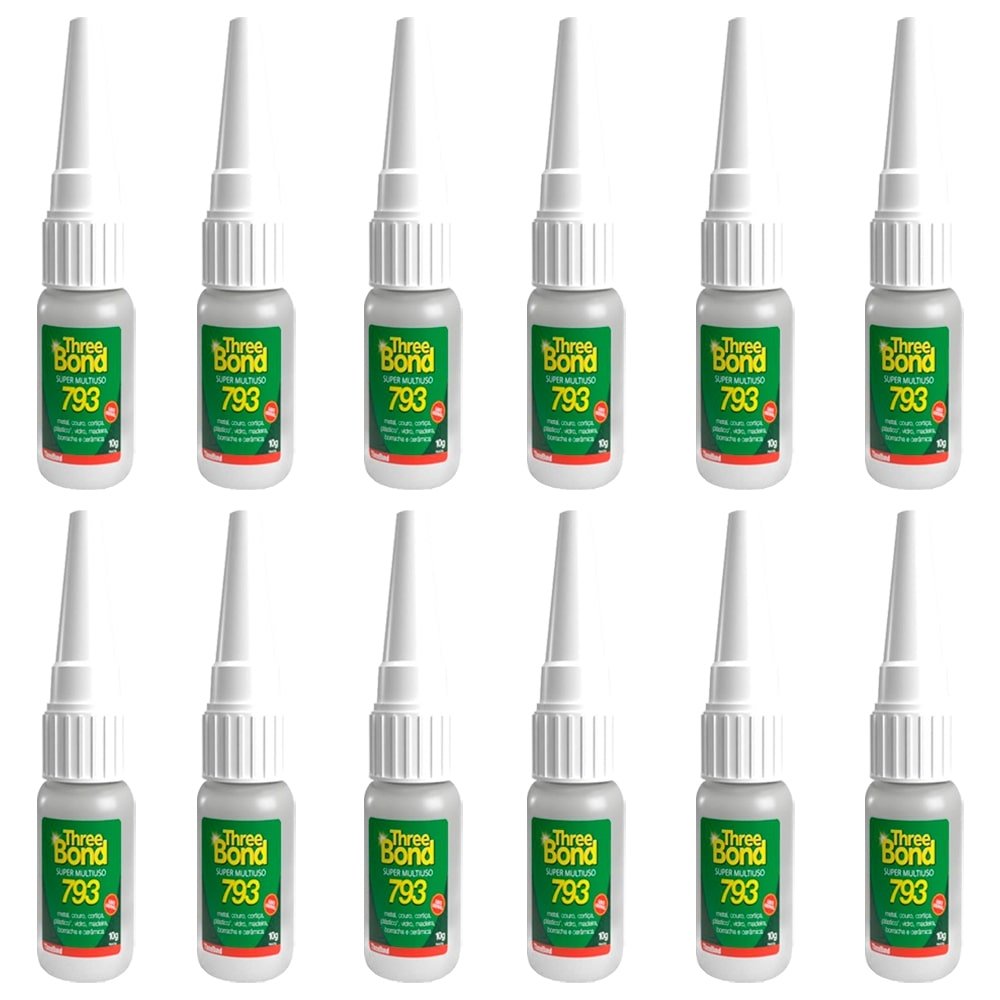 Cola Three Bond 793 Super Multiuso 10g - 1 Embalagem com 12 Unidades