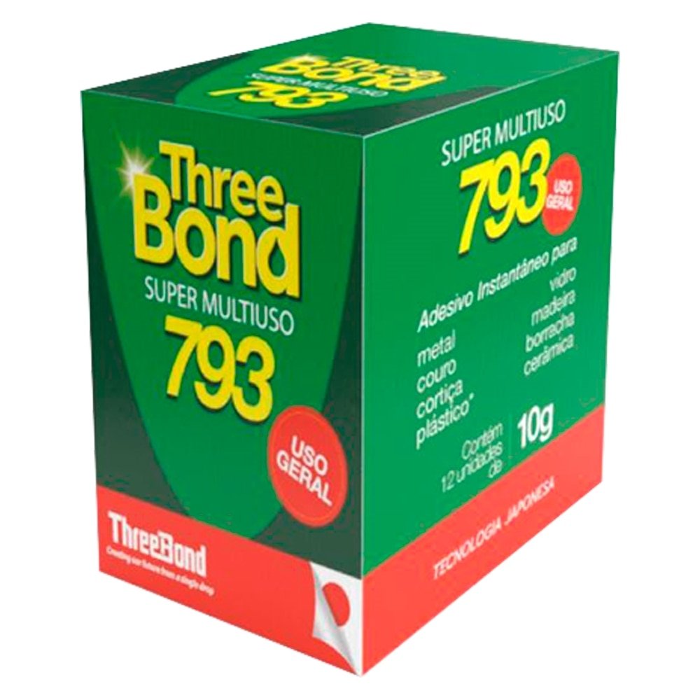 Cola Three Bond 793 Super Multiuso 10g - 1 Embalagem com 12 Unidades
