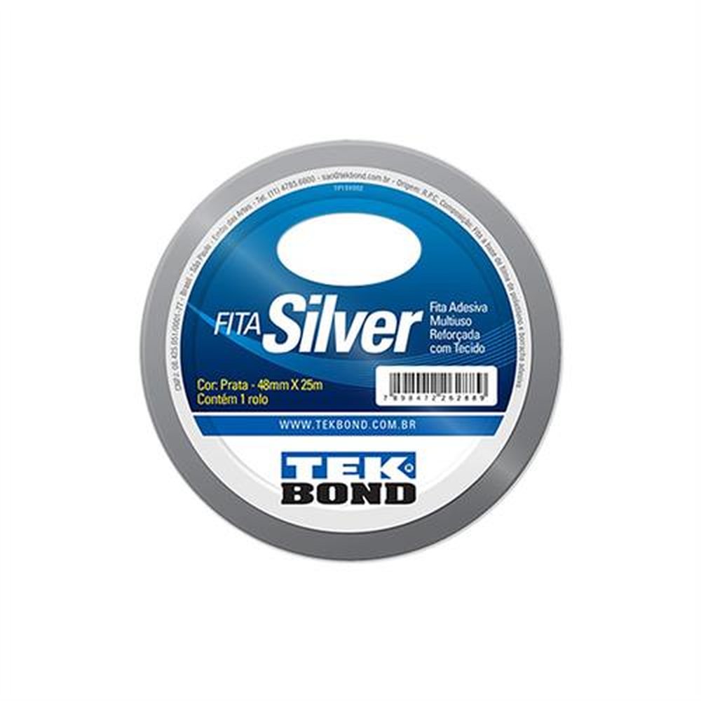 Fita Adesiva Silver Tape Cinza Tekbond 48X25m