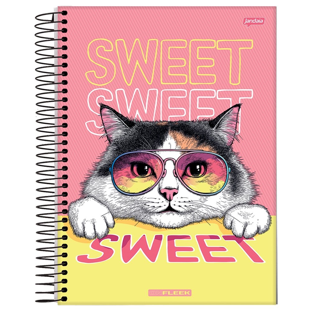 Caderno Espiral Universitário Jandaia - Capa Dura 10 Matéria On Fleek 200 Folhas - Embalagem com 4 Unidades